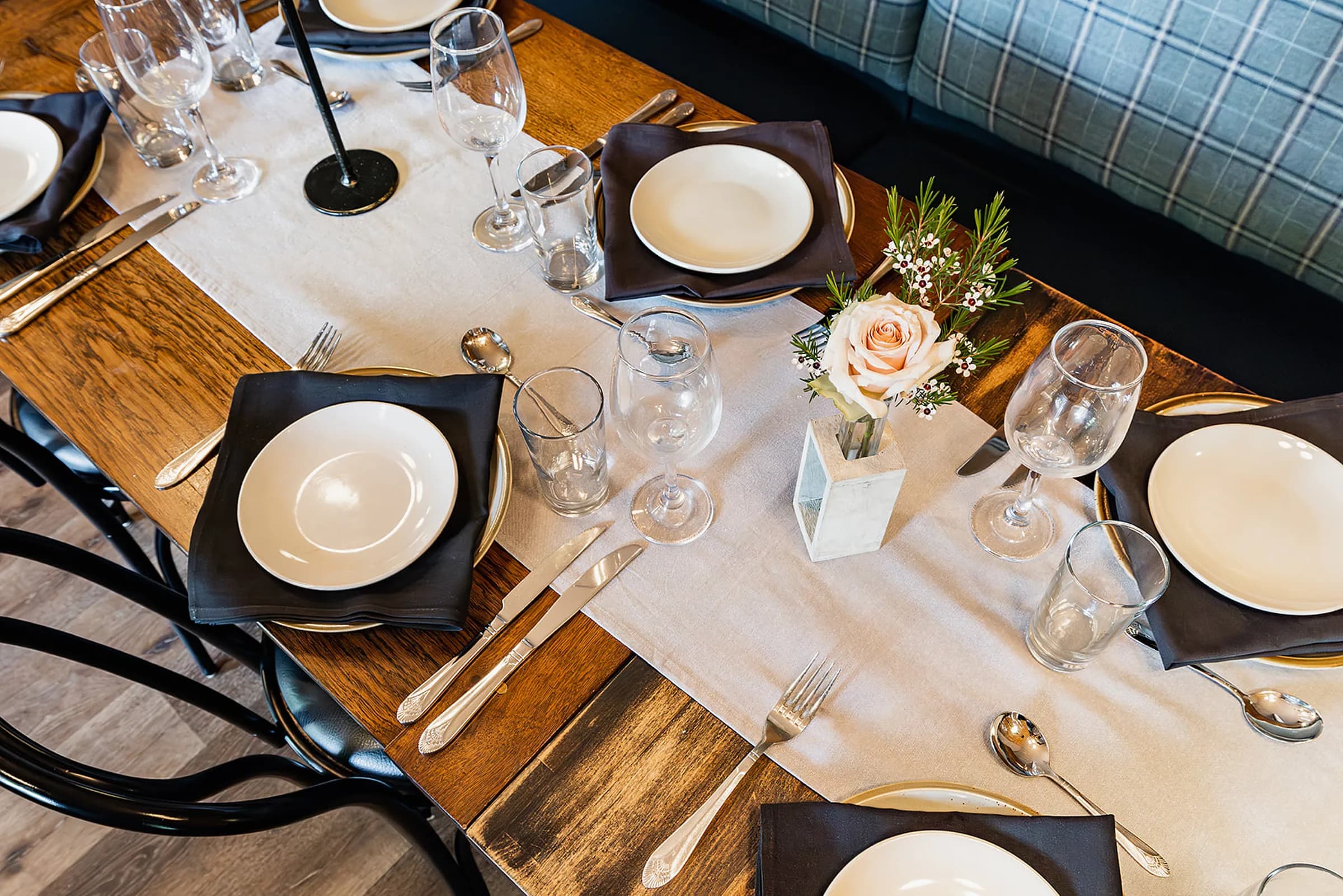 Table place settings, overhead